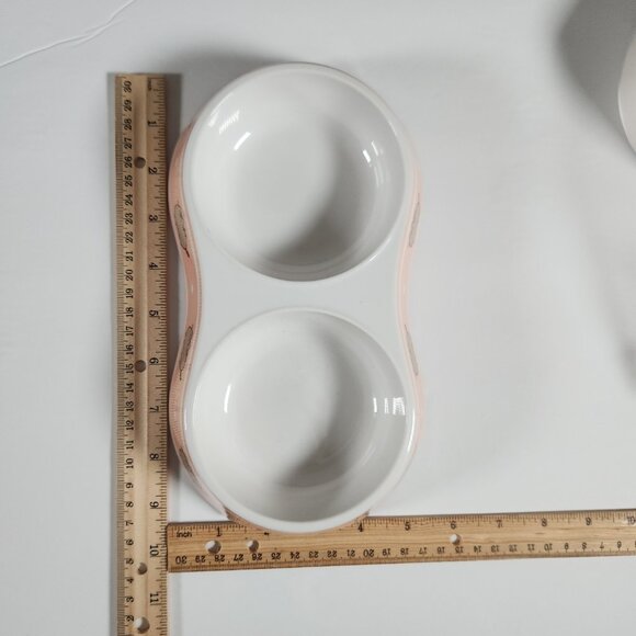 Pusheen Double Cat Food Bowl Feeder Base Pink White Meow Pet NO METAL BOWLS - Picture 5 of 12